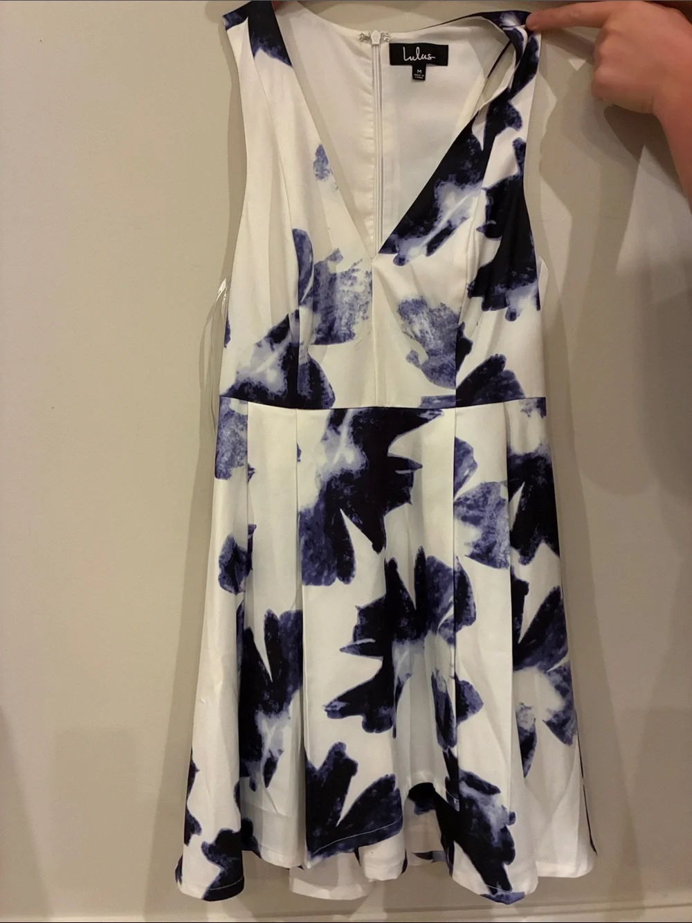 Lulu's White Dress with Navy Floral Print